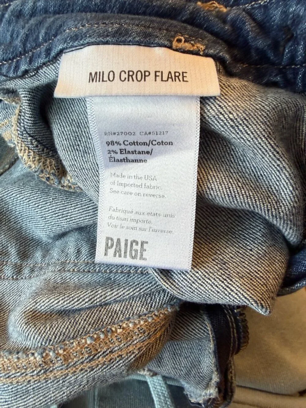 Paige Milo Crop Flare Jeans Womens Size 25 Medium Wash High-Rise Stretch Denim